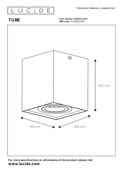 Lucide TUBE - Foco de techo - 1xGU10 - Oro mate / Latón - técnico